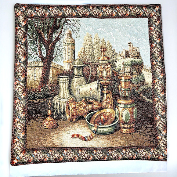Tapestry Medieval Theme Greek Roman Landscape  Pillow Cover Case 17X17 - Picture 1 of 5